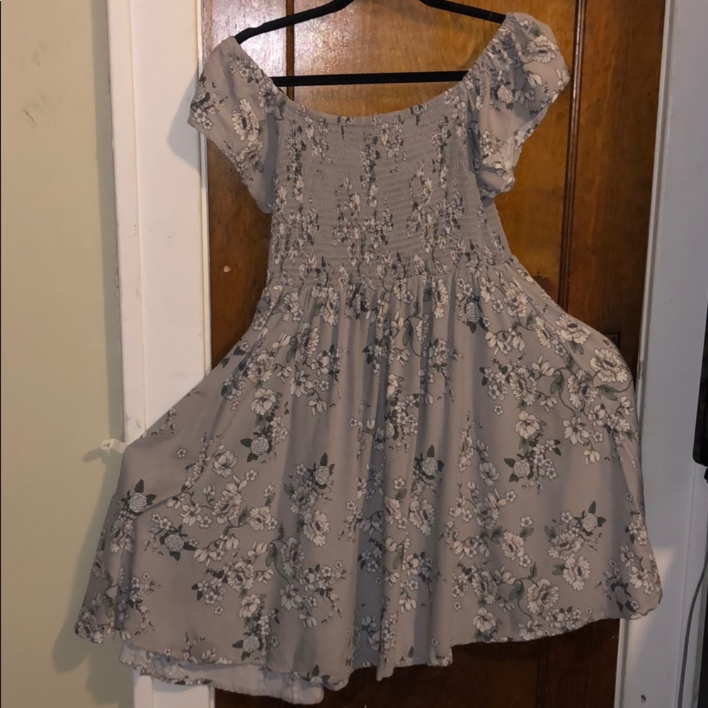TORRID GREY FLORAL SMOCKED CHALLIS DRESS